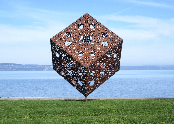 Huge cube artwork rusty